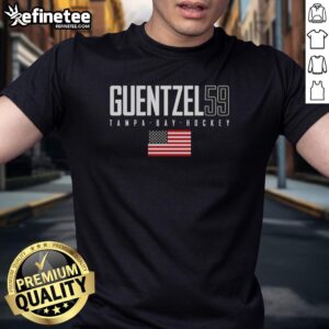 Original Jake Guentzel 59 Tampa Bay Lightning USA Flag Elite T-Shirt featuring vibrant colors and bold team graphics.