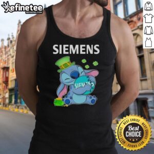 St. Patrick's Day tank top featuring a nice stitch hug design with the Siemens logo, perfect for festive celebrations.