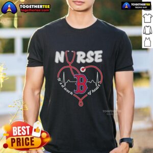 Boston Red Sox MLB nurse t-shirt featuring a stethoscope design, celebrating the love for baseball and healthcare.