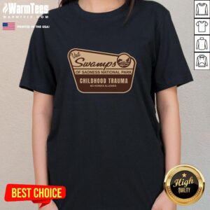 Original Swamps of Sadness National Park ladies tee featuring a vibrant design inspired by nature and adventure.