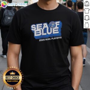 Alt Text: 2026 MJHL Playoff T-Shirt featuring the Good Steinbach Pistons in a vibrant sea of blue design.