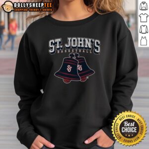 Official St. Johns Basketball Church Bells Sweatshirt in navy blue with logo, perfect for fans and casual wear.