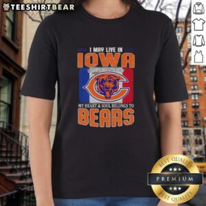 Alt Text: Chicago Bears football flag ladies tee, perfect for fans in Iowa showcasing team spirit on game day.