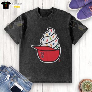 Premium Los Angeles Angels ice cream washed t-shirt featuring vibrant colors and a trendy design, perfect for fans.