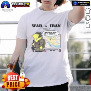 Official War In Iran 2026 Operation Epic Bacon T-Shirt featuring bold graphics and a military-inspired design.