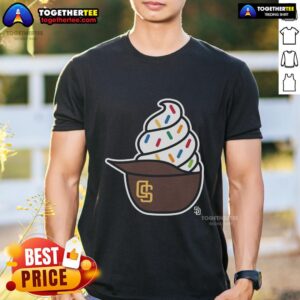 Alt Text: Original San Diego Padres Ice Cream T-Shirt featuring vibrant graphics and a fun design for baseball fans.