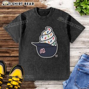 Alt Text: Original Washington Nationals ice cream washed t-shirt featuring vibrant team colors and logo, perfect for fans.