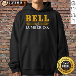 Official Bell Lumber Company 55 Hoodie in navy blue, showcasing logo and stylish design, perfect for casual wear.