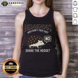 Funny hedgehogs wearing tank tops, showcasing their quirky personalities and humor in 'Why Dont They Just Share the Hedge?'.