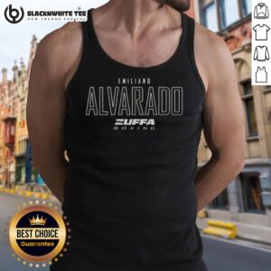 Emiliano Alvarado wearing a stylish Zuffa Boxing Elite tank top, showcasing athletic wear for boxing enthusiasts.