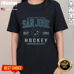 Ladies' San Jose Sharks hockey legacy crest tee in vibrant colors, perfect for fans and casual wear.