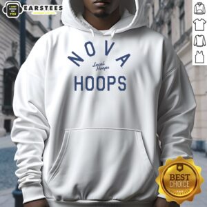 Hot Local Hoops Nova Hoops Hoodie displayed on a wooden background, showcasing its vibrant colors and stylish design.