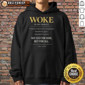 Good Pope Leo XIV Woke Is No Insult Hoodie featuring a unique design promoting inclusivity and awareness for all.