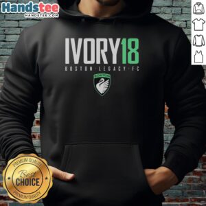 Official Ivory 18 Laurel Ivory Boston Legacy FC Logo Hoodie featuring a stylish design and team logo.
