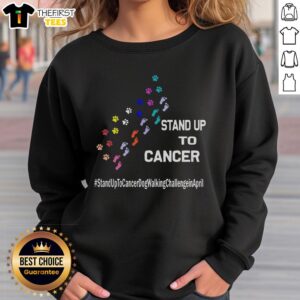 Top Dog and Person Paw Print Sweatshirt for Cancer Awareness, perfect for the Dog Walking Challenge in April.