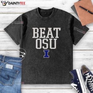 Hot Illinois Fighting Illini beat OSU washed t-shirt showcasing team spirit and victory in vibrant colors.