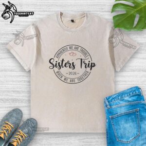 Original Sisters Trip T-shirt: 'Apparently We Are Trouble When We Are Together' - 2026 washed design for fun outings.