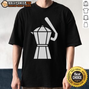 Hot Samuel Aldegheri Moka Pot baseball t-shirt featuring a stylish coffee design, perfect for coffee lovers and fashion enthusiasts.