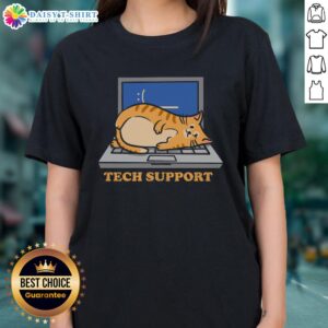 Top Tech Support Cat Ladies Tee featuring a playful cat graphic and tech-themed design for cat lovers and tech enthusiasts.