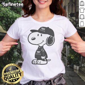 Official Peanuts x Cadillac Formula 1 Ladies Tee featuring a stylish design, perfect for F1 fans and Peanuts enthusiasts.