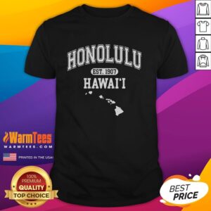 Official Honolulu Hawaii Est 1907 Varsity T-Shirt in vibrant colors featuring a classic design for casual style.