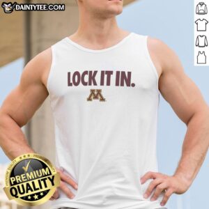 Awesome Minnesota Golden Gophers 2026 Lock It In Tank Top featuring vibrant team colors and logo, perfect for fans.