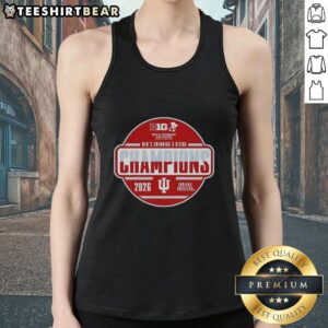 Top Indiana Hoosiers 2026 Big Ten Men's Swimming and Diving Champions tank top featuring team colors and logo.