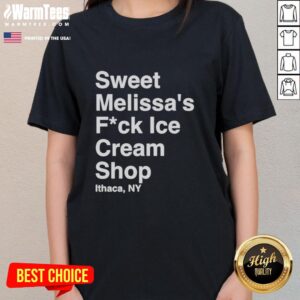 Original Sweet Melissa's F*ck Ice Cream Shop ladies' tee in Ithaca, NY featuring fun ice cream graphics and vibrant colors.