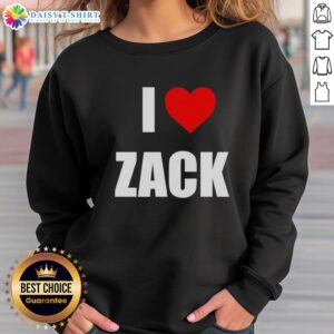 Nice I Love Zack Heart Sweatshirt featuring a trendy design in soft fabric, perfect for casual wear and expressing love.