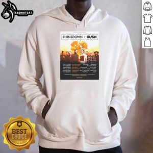 2026 Australia tour poster for Nice Shinedown X Bush featuring a kid dancing in a vibrant hoodie.