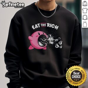 Premium Kirby Eat The Rich Sweatshirt featuring vibrant graphics and cozy design, perfect for stylish statement wear.