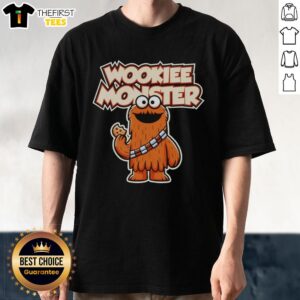 Alt Text: Premium Wookiee Monster eating a cookie on a funny T-shirt, perfect for fans of quirky and humorous apparel.