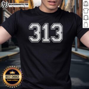 Awesome Detroit Michigan Area Code 313 T-Shirt featuring bold graphic design, perfect for proud Detroit residents.