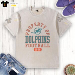 Premium Miami Dolphins Football Property 1966 Washed T-Shirt featuring classic team logo and vintage design.