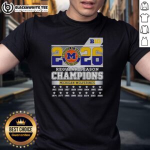 Original Michigan Wolverines NCAA Basketball Big Ten 2026 Champions T-Shirt featuring bold team graphics and colors.