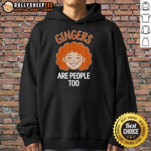 Official Gingers Are People Too Funny Redhead Pride Hoodie in vibrant red, showcasing pride for redheads with humor.