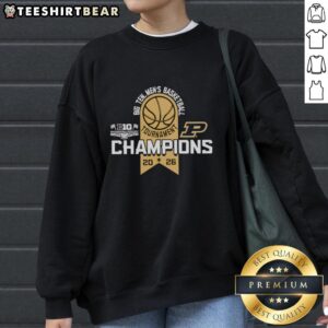 Premium Purdue Boilermakers Big Ten Men's Basketball Tournament Champions 2026 Sweatshirt in black with logo.