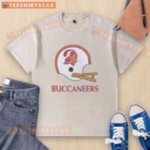 Nice Tampa Bay Buccaneers football logo on a big helmet washed t-shirt, perfect for fans and casual wear.