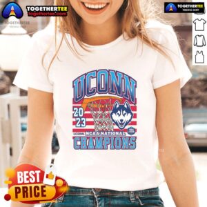Connecticut Huskies UConn past champs tournament win ladies tee featuring team logo and vibrant design for fans.