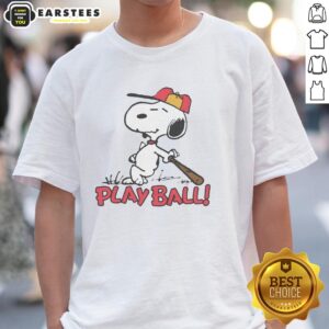 Official Peanuts Snoopy Play Ball Raglan T-Shirt featuring colorful Snoopy graphic on a stylish raglan design.