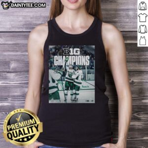 Alt Text: Awesome Michigan State Spartans back-to-back-to-back ice hockey 2026 B1G tank top featuring team logo and colors.