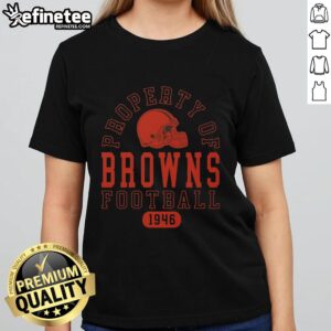 Alt Text: Premium Cleveland Browns Football Property 1946 Ladies Tee featuring classic design and team colors for women fans.