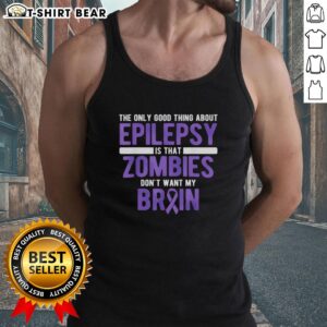 Good Thing Zombies Don't Want My Brain Epilepsy Awareness Tank Top featuring a humorous design for epilepsy advocacy.