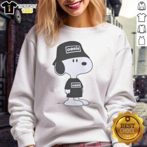 Pretty Oasis Snoopy sweatshirt featuring a colorful graphic of Snoopy in a cozy design, perfect for casual wear.