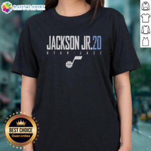 Awesome Jaren Jackson Jr. 20 Utah Jazz Elite Ladies Tee featuring vibrant team colors and stylish design for fans.