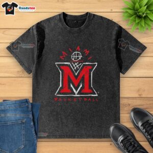 Official Miami Basketball Net Washed T-Shirt featuring vibrant team colors and stylish design for fans and athletes.