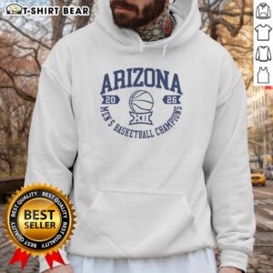 Arizona Wildcats Big 12 2026 Men's Basketball Champions hoodie by Summit Sportswear in white.
