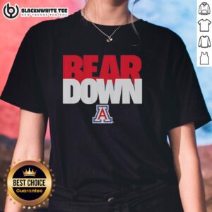 Official Arizona Wildcats NCAA Bear Down Ladies Tee in red, featuring vibrant team logo and comfortable fit for fans.