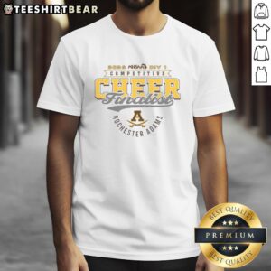 Good Rochester Adams Highlanders 2026 MHSAA Cheer Division 1 Finalist T-Shirt showcasing team spirit and pride.