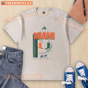 Good Miami Hurricanes March Madness washed t-shirt featuring vibrant team colors and logo, perfect for game day attire.